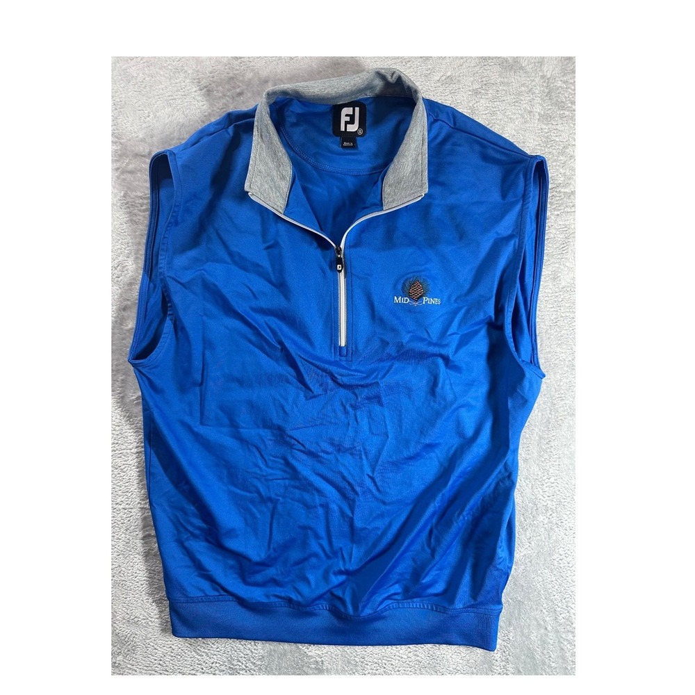 FJ FootJoy Mid Pines Golf Vest Blue Quarter Zip Sleeveless Men's S